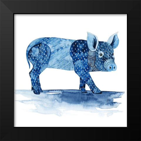 Cobalt Farm Animals II Black Modern Wood Framed Art Print by Popp, Grace