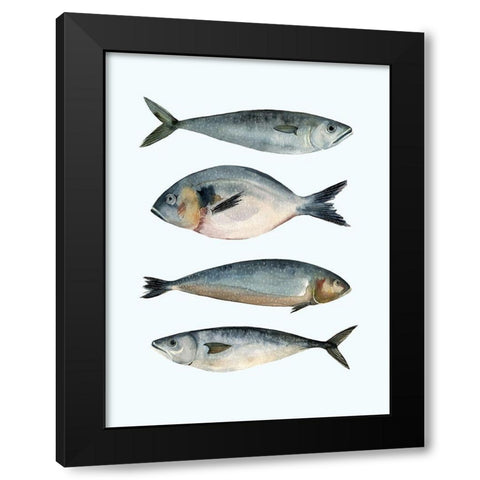 Four Fish II Black Modern Wood Framed Art Print with Double Matting by Scarvey, Emma