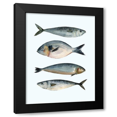 Four Fish II Black Modern Wood Framed Art Print by Scarvey, Emma