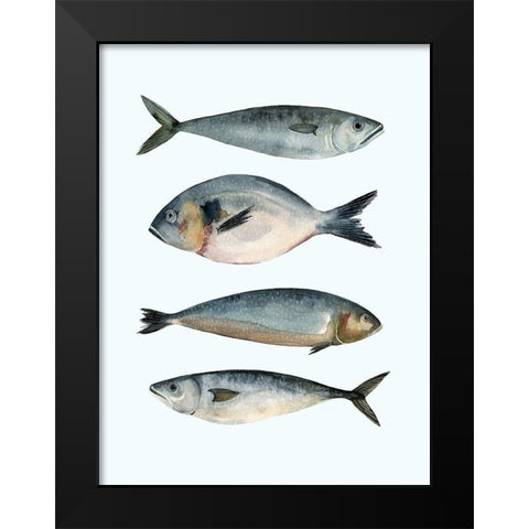Four Fish II Black Modern Wood Framed Art Print by Scarvey, Emma