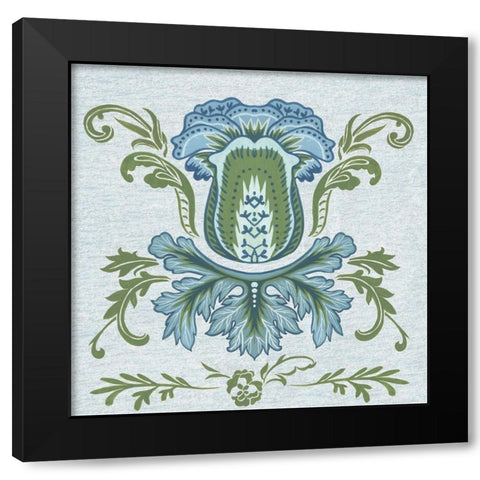 Serene Chintz III Black Modern Wood Framed Art Print with Double Matting by Wang, Melissa