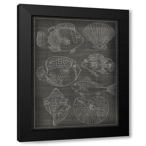 Sea Chart I Black Modern Wood Framed Art Print with Double Matting by Zarris, Chariklia