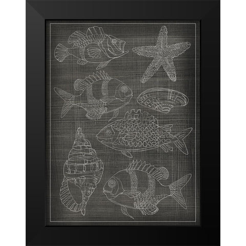 Sea Chart II Black Modern Wood Framed Art Print by Zarris, Chariklia