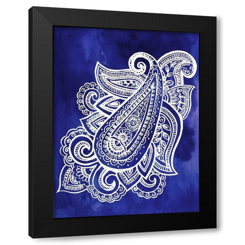 Indigo Paisley I Black Modern Wood Framed Art Print with Double Matting by Parker, Jennifer Paxton