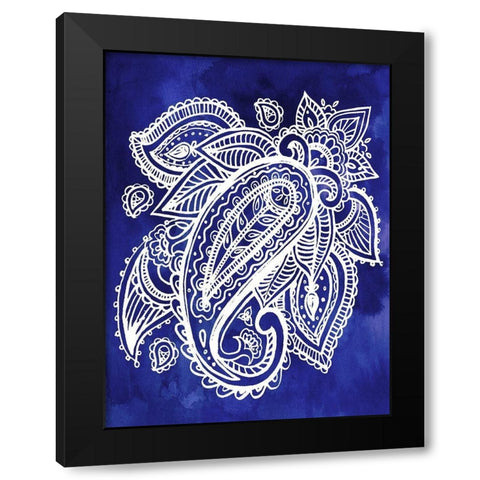 Indigo Paisley II Black Modern Wood Framed Art Print by Parker, Jennifer Paxton