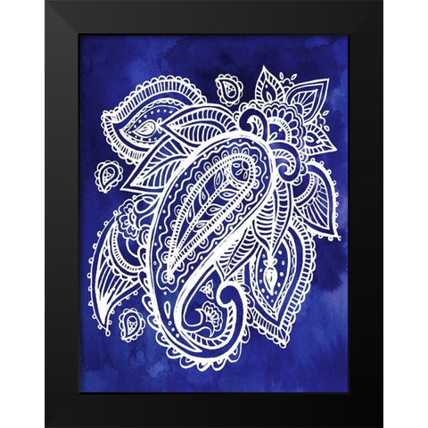 Indigo Paisley II Black Modern Wood Framed Art Print by Parker, Jennifer Paxton