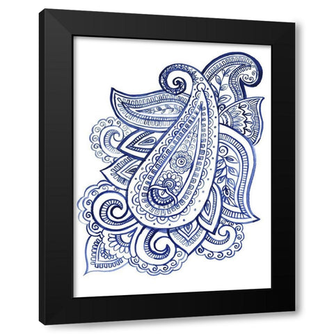 Indigo Paisley III Black Modern Wood Framed Art Print with Double Matting by Parker, Jennifer Paxton