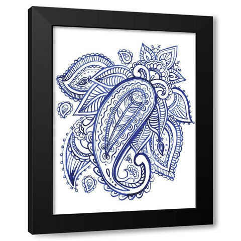 Indigo Paisley IV Black Modern Wood Framed Art Print with Double Matting by Parker, Jennifer Paxton