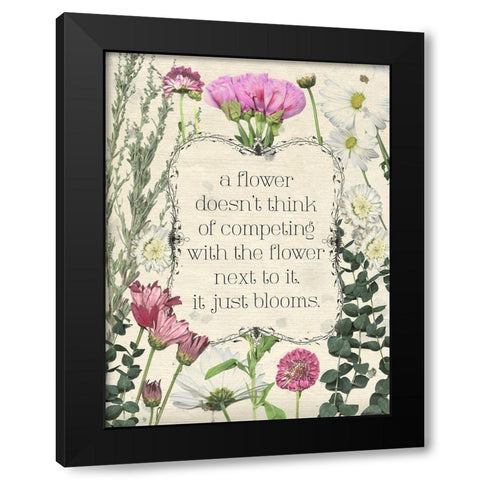 Pressed Floral Quote III Black Modern Wood Framed Art Print by Popp, Grace