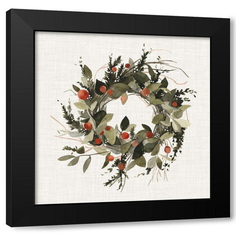 Farmhouse Wreath II Black Modern Wood Framed Art Print by Scarvey, Emma