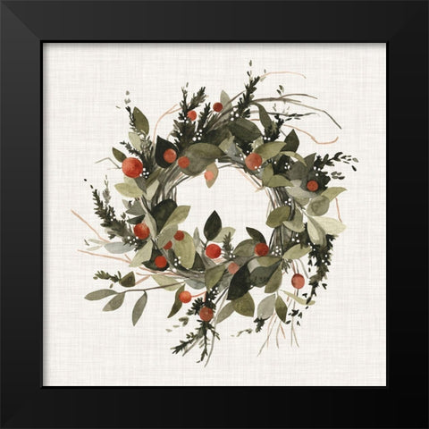 Farmhouse Wreath II Black Modern Wood Framed Art Print by Scarvey, Emma