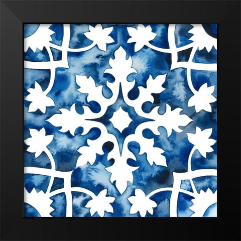 Cobalt Tile V Black Modern Wood Framed Art Print by Popp, Grace