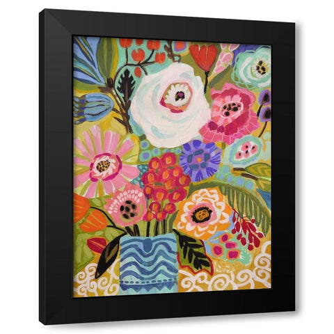 Fresh Flowers in Vase II Black Modern Wood Framed Art Print with Double Matting by Fields, Karen