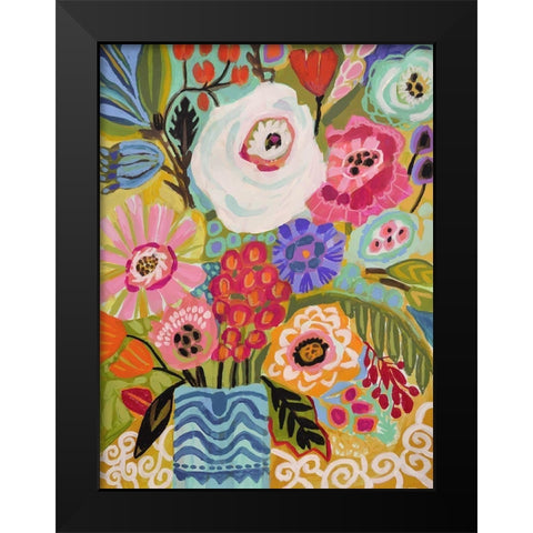 Fresh Flowers in Vase II Black Modern Wood Framed Art Print by Fields, Karen