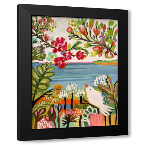 Birds in the Garden II Black Modern Wood Framed Art Print with Double Matting by Fields, Karen