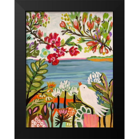 Birds in the Garden II Black Modern Wood Framed Art Print by Fields, Karen
