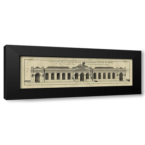 Crackled B and W Palace Facade III Black Modern Wood Framed Art Print with Double Matting by Blondel, J.F.