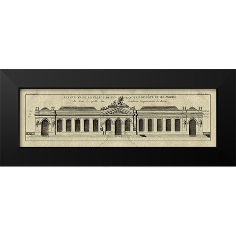Crackled B and W Palace Facade III Black Modern Wood Framed Art Print by Blondel, J.F.