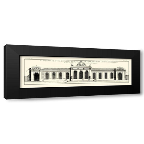 Crackled B and W Palace Facade IV Black Modern Wood Framed Art Print by Blondel, J.F.