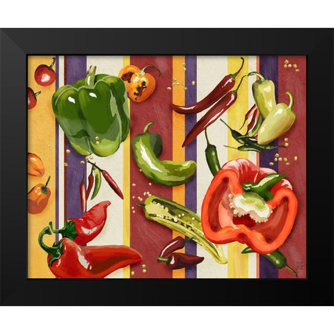 Sarape Peppers II Black Modern Wood Framed Art Print by Reynolds, Jade