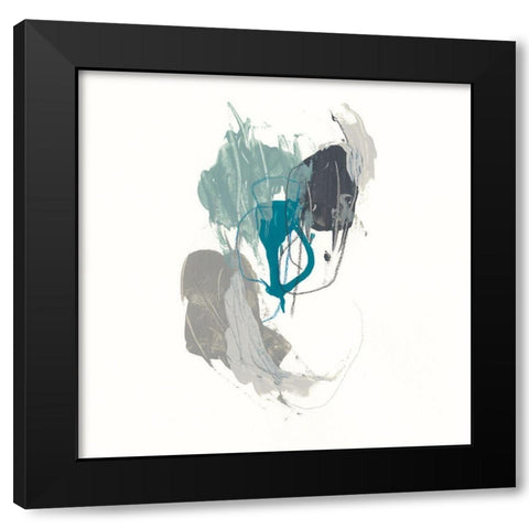 Teal Gesture III Black Modern Wood Framed Art Print with Double Matting by Vess, June Erica
