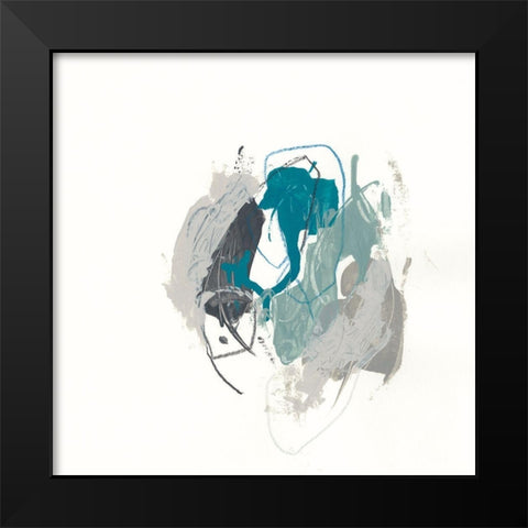Teal Gesture IV Black Modern Wood Framed Art Print by Vess, June Erica