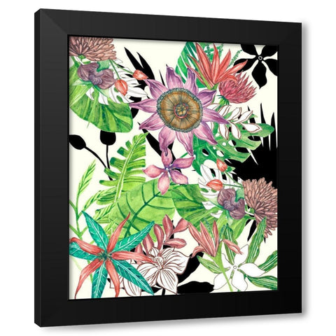 Floral Paradise I Black Modern Wood Framed Art Print with Double Matting by Wang, Melissa