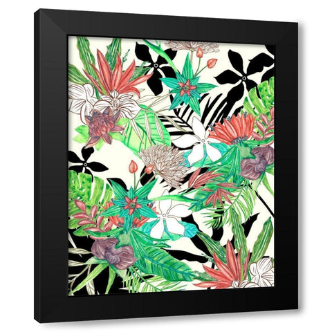 Floral Paradise II Black Modern Wood Framed Art Print with Double Matting by Wang, Melissa