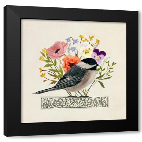 Avian Collage II Black Modern Wood Framed Art Print with Double Matting by Borges, Victoria