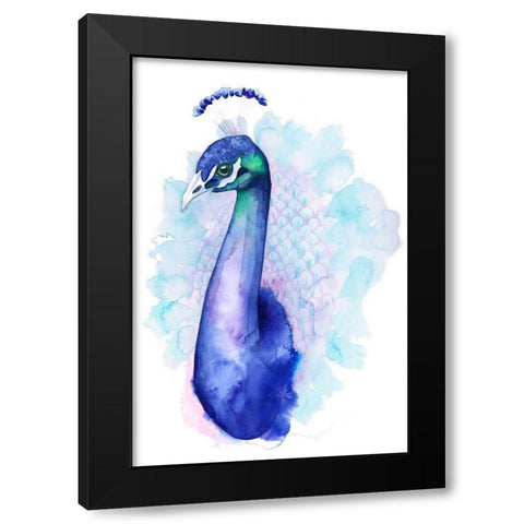 Bejeweled Peacock II Black Modern Wood Framed Art Print with Double Matting by Popp, Grace