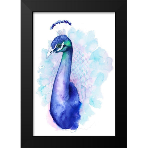 Bejeweled Peacock II Black Modern Wood Framed Art Print by Popp, Grace