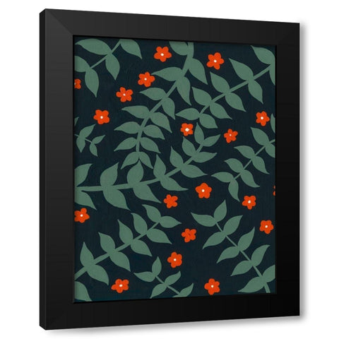 Blooming Garden Pattern I Black Modern Wood Framed Art Print with Double Matting by Moore, Regina