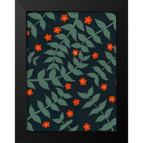 Blooming Garden Pattern I Black Modern Wood Framed Art Print by Moore, Regina