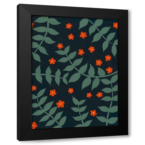 Blooming Garden Pattern II Black Modern Wood Framed Art Print with Double Matting by Moore, Regina