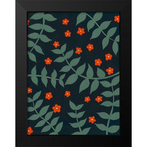 Blooming Garden Pattern II Black Modern Wood Framed Art Print by Moore, Regina