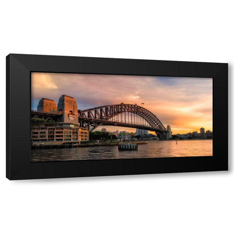 Harbor Bridge Black Modern Wood Framed Art Print by Head, Danny