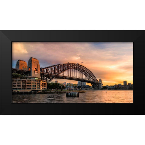 Harbor Bridge Black Modern Wood Framed Art Print by Head, Danny