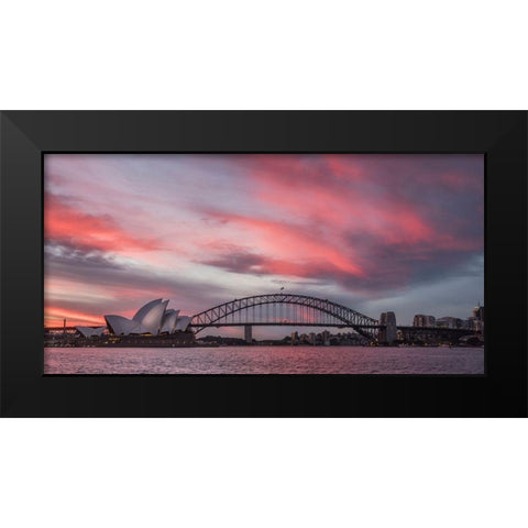 Fire in the Harbor Black Modern Wood Framed Art Print by Head, Danny