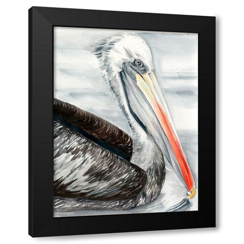 Grey Pelican I Black Modern Wood Framed Art Print by Parker, Jennifer Paxton