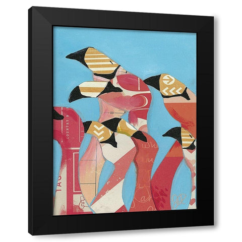Flock of Flamingoes II Black Modern Wood Framed Art Print by Rutledge, Jennifer
