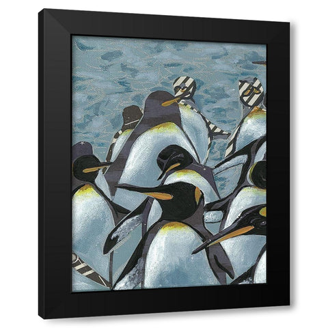 Colony of Penguins I Black Modern Wood Framed Art Print by Rutledge, Jennifer