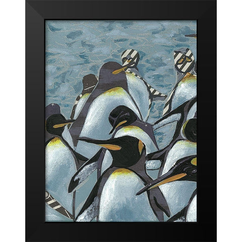 Colony of Penguins I Black Modern Wood Framed Art Print by Rutledge, Jennifer