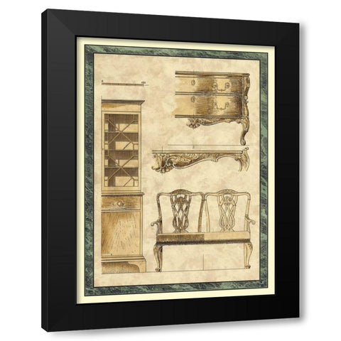 Chippendale Furniture I Black Modern Wood Framed Art Print by Vision Studio