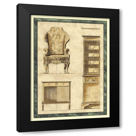 Chippendale Furniture II Black Modern Wood Framed Art Print by Vision Studio