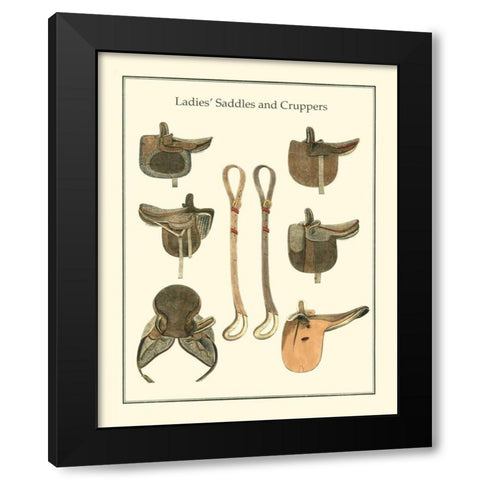 Ladies Saddles Black Modern Wood Framed Art Print with Double Matting by Vision Studio
