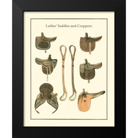 Ladies Saddles Black Modern Wood Framed Art Print by Vision Studio