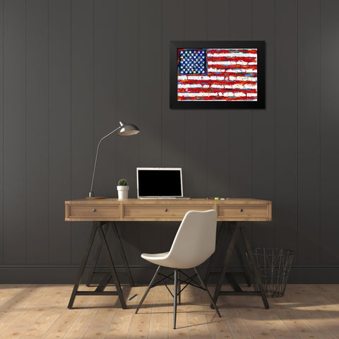 Dramatic Stars and Stripes Black Modern Wood Framed Art Print by Vitaletti, Carolee