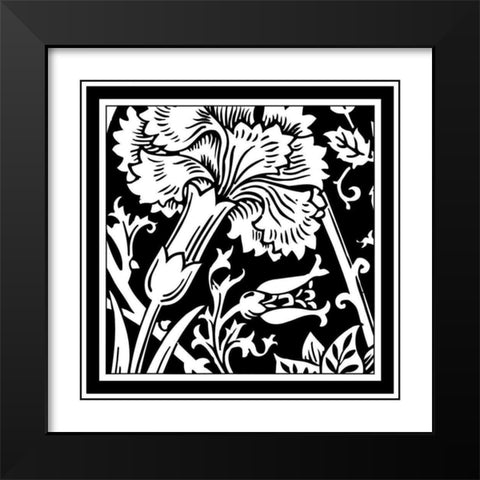 BandW Graphic Floral Motif I Black Modern Wood Framed Art Print by Vision Studio