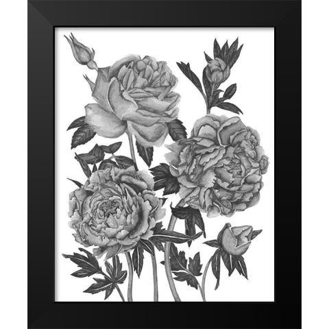 Flowers in Grey VI Black Modern Wood Framed Art Print by Wang, Melissa