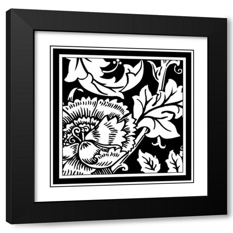 BandW Graphic Floral Motif III Black Modern Wood Framed Art Print by Vision Studio